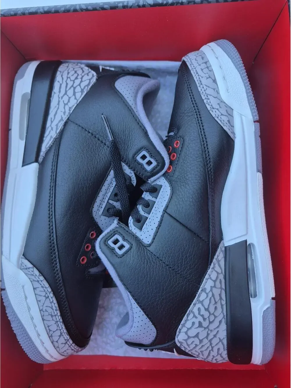 Nike Air Jordan 3 Retro Black Cement Sneakers Size 7Y